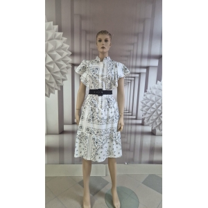 Rochie cămașă cu guler tip mandarin și mâneci fluture